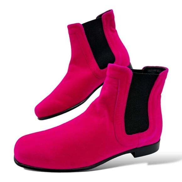 Roger Vivier Fuchsia Pyramide‎ Velvet Chelsea Boot Sz EU 34 US Sz 4 UK 2 - Picture 3 of 12